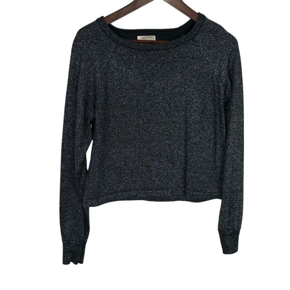 Forever 21 Silver Metallic Black Crew Neck Sweater Women's Small - Picture 1 of 5